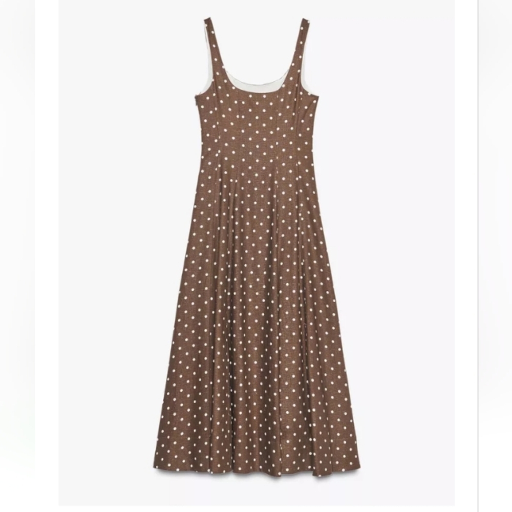 Zara Brown Polka Dot Maxi Dress